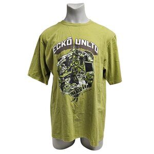 90s - Y2K Ecko Unltd sphere of influence olive green T-shirt . 2XL